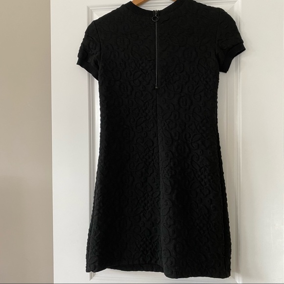 Zara Embossed Floral Solid Black Knit Sweater Dress with MEASUREMENTS SIZE XS - Picture 10 of 11